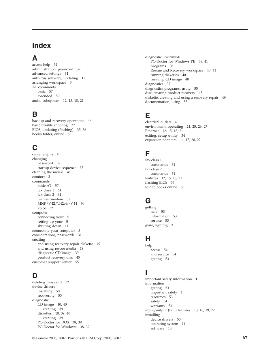 Index | Lenovo 6088 User Manual | Page 75 / 80