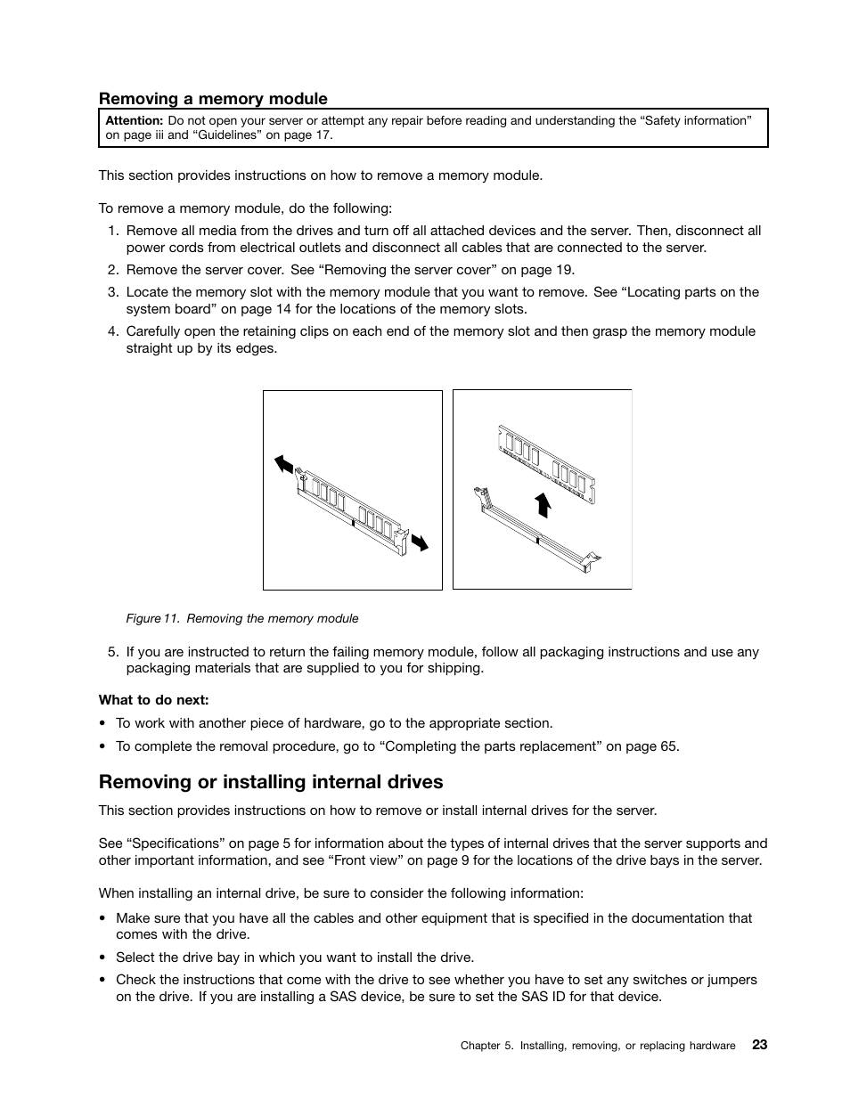 Removing or installing internal drives | Lenovo 1046 User Manual | Page 33 / 130