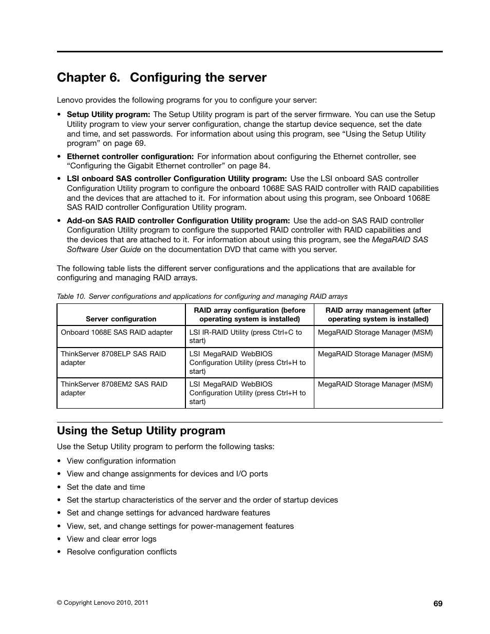 Chapter 6. configuring the server, Using the setup utility program | Lenovo 1046 User Manual | Page 79 / 130