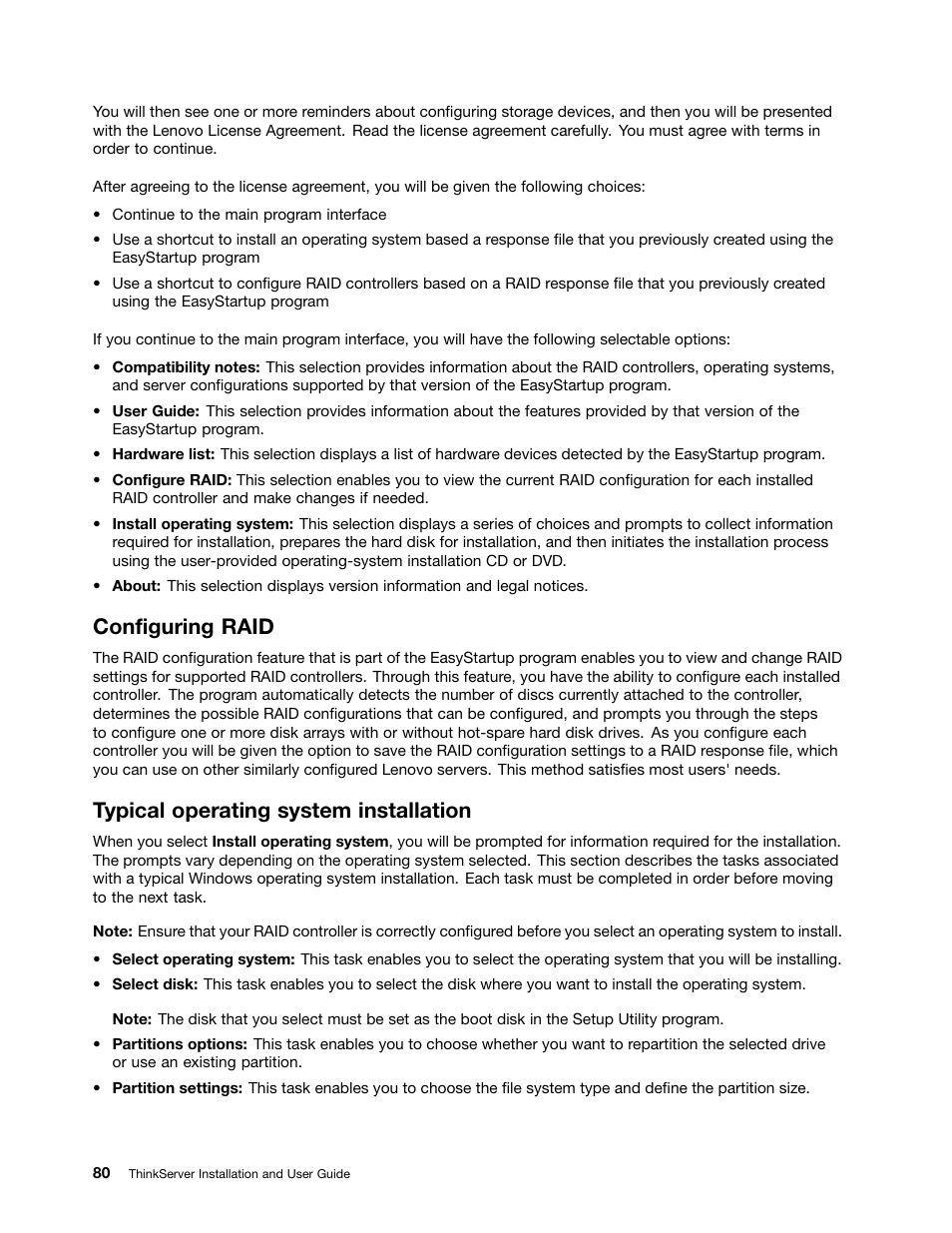 Configuring raid, Typical operating system installation | Lenovo 1046 User Manual | Page 90 / 130