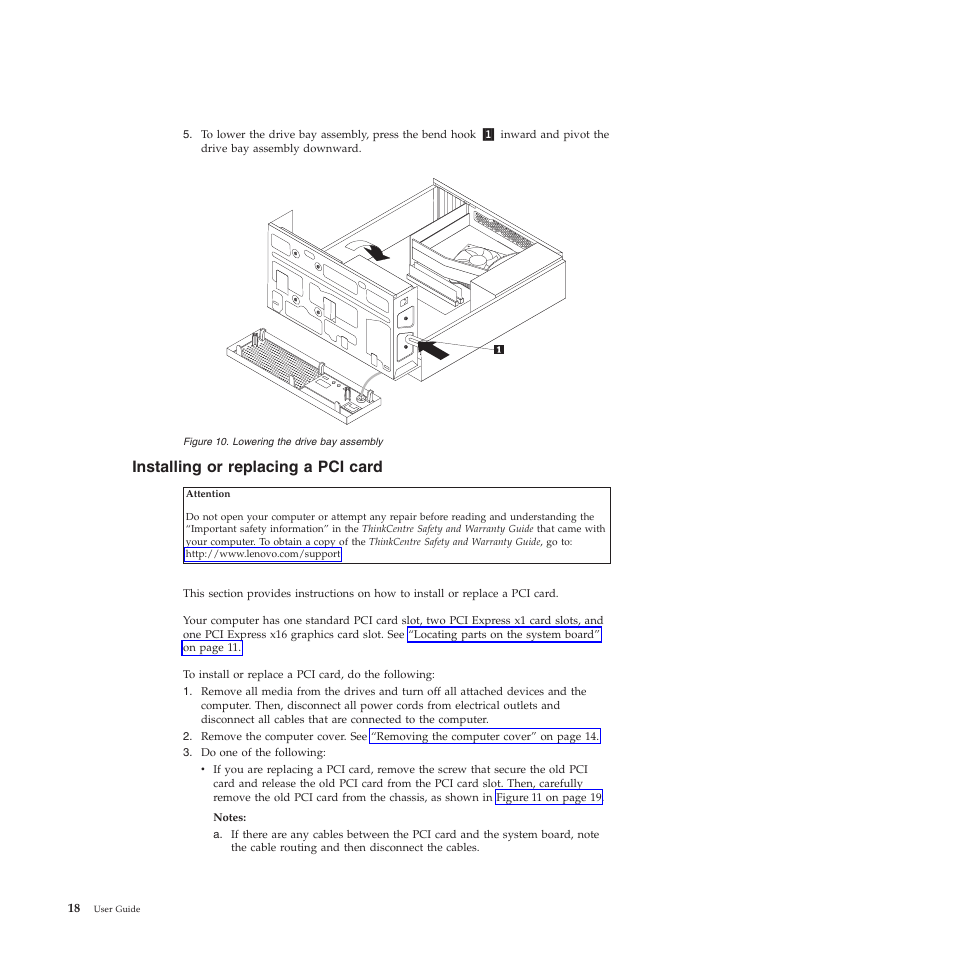 Installing or replacing a pci card | Lenovo 5023 User Manual | Page 26 / 94
