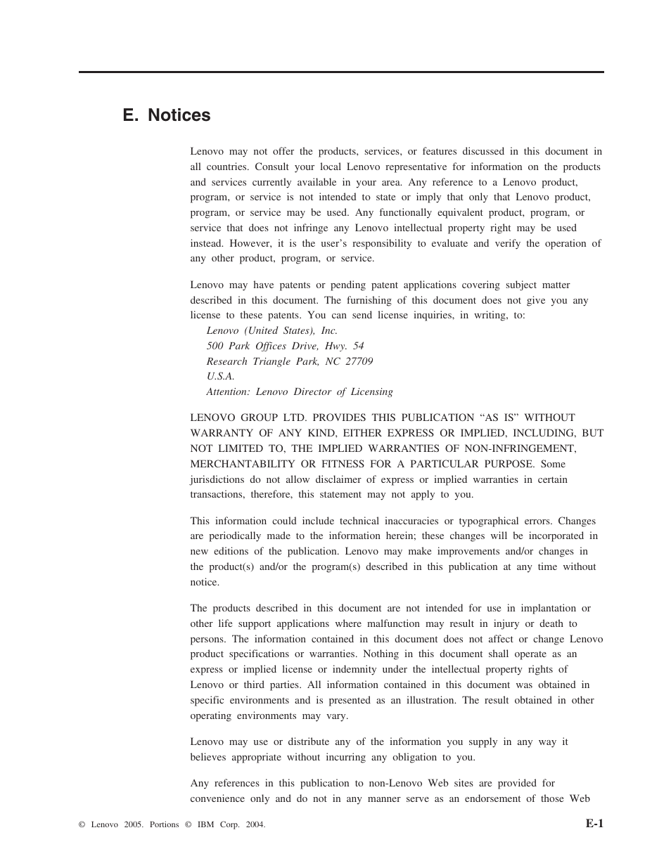 付録 e. notices, E. notices | Lenovo 40Y8637 User Manual | Page 71 / 78