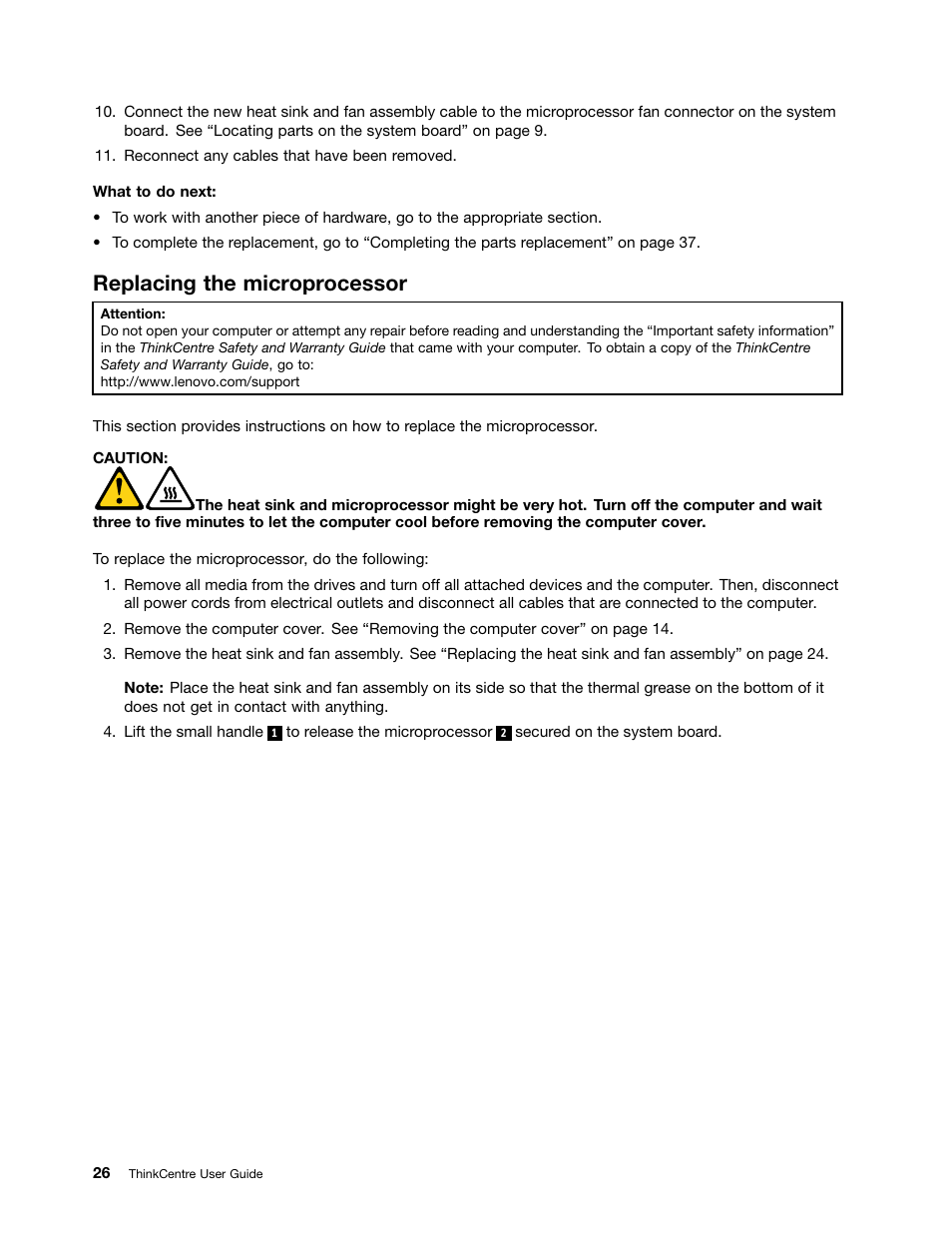 Replacing the microprocessor | Lenovo 4162 User Manual | Page 34 / 78