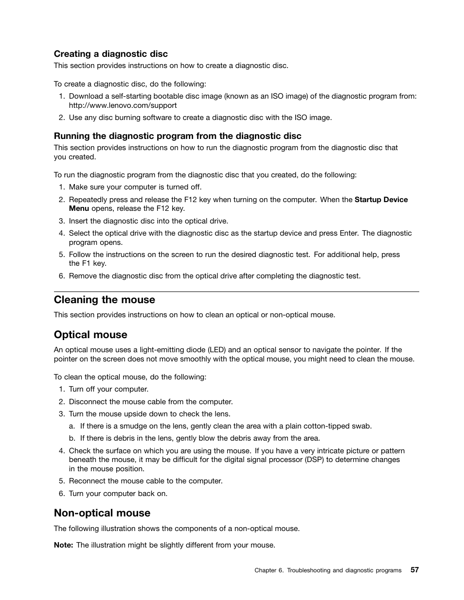 Cleaning the mouse, Optical mouse, Non-optical mouse | Lenovo 4162 User Manual | Page 65 / 78