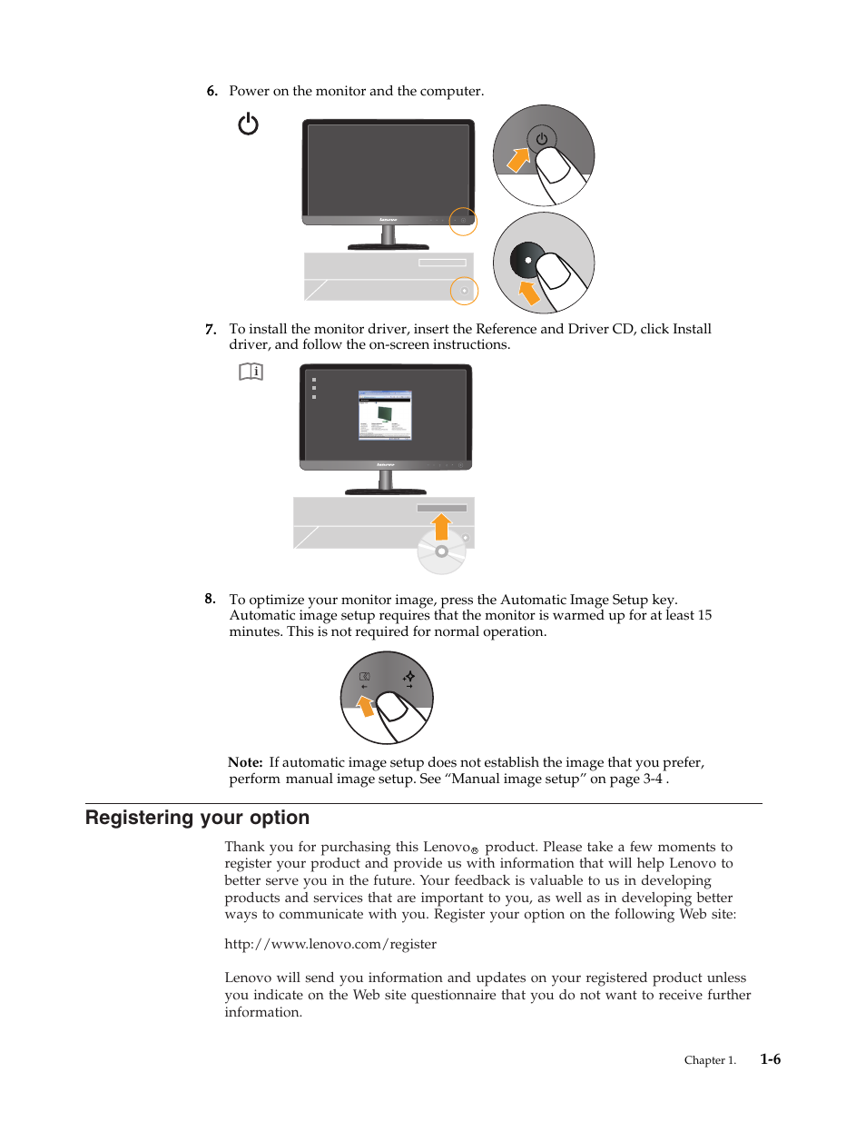 Registering your option, Registering, Your | Option | Lenovo WIDE FLAT PANEL MONITOR L2262 User Manual | Page 10 / 29