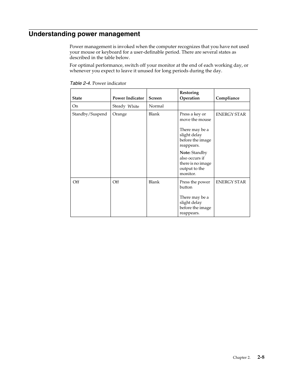 Understanding power management | Lenovo WIDE FLAT PANEL MONITOR L2262 User Manual | Page 18 / 29