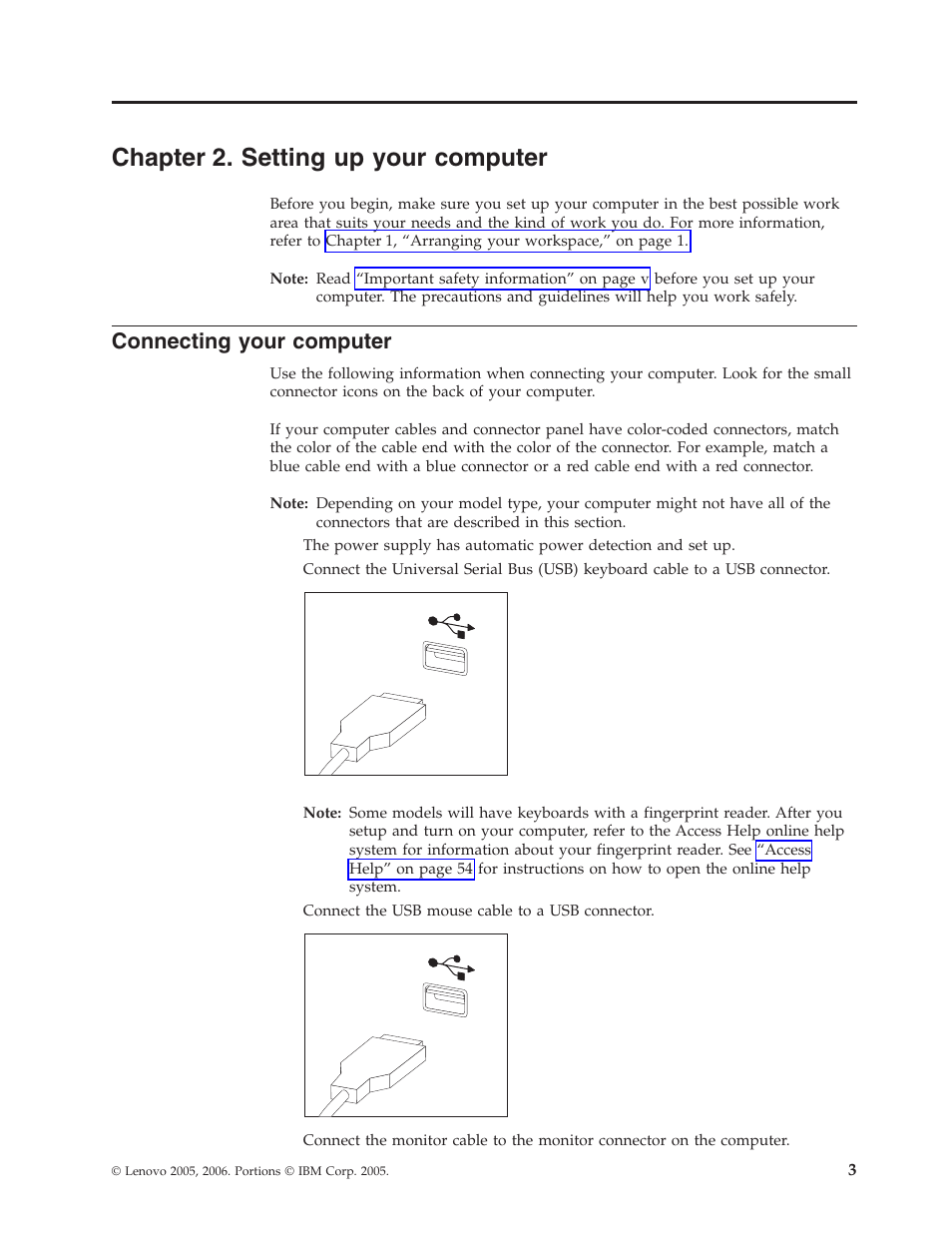 Chapter 2. setting up your computer, Connecting your computer, Chapter | Setting, Your, Computer, Connecting | Lenovo 8795 User Manual | Page 19 / 86