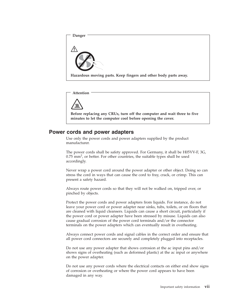 Power cords and power adapters, Power, Cords | Adapters | Lenovo 8795 User Manual | Page 9 / 86