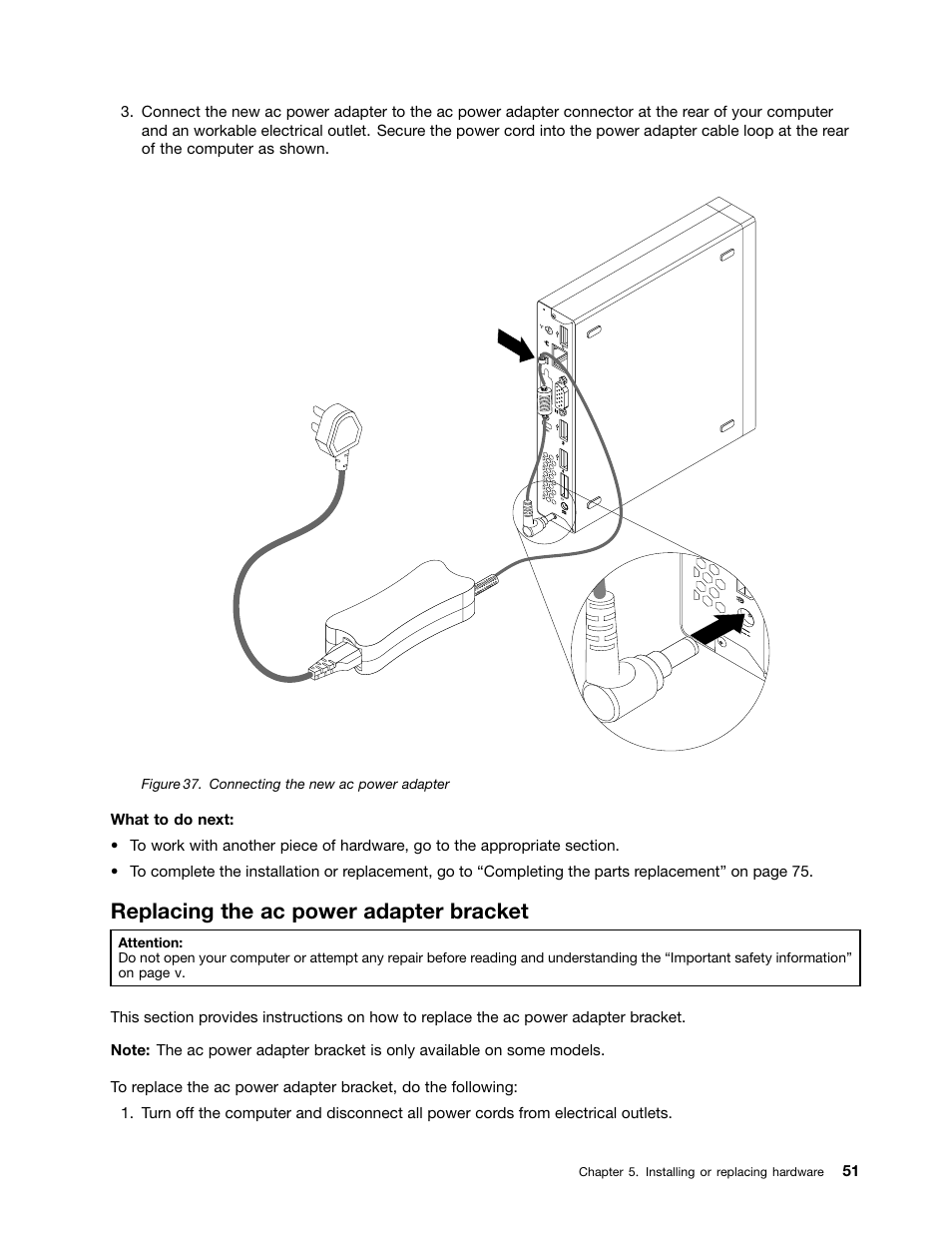 Replacing the ac power adapter bracket | Lenovo 3273 User Manual | Page 65 / 154