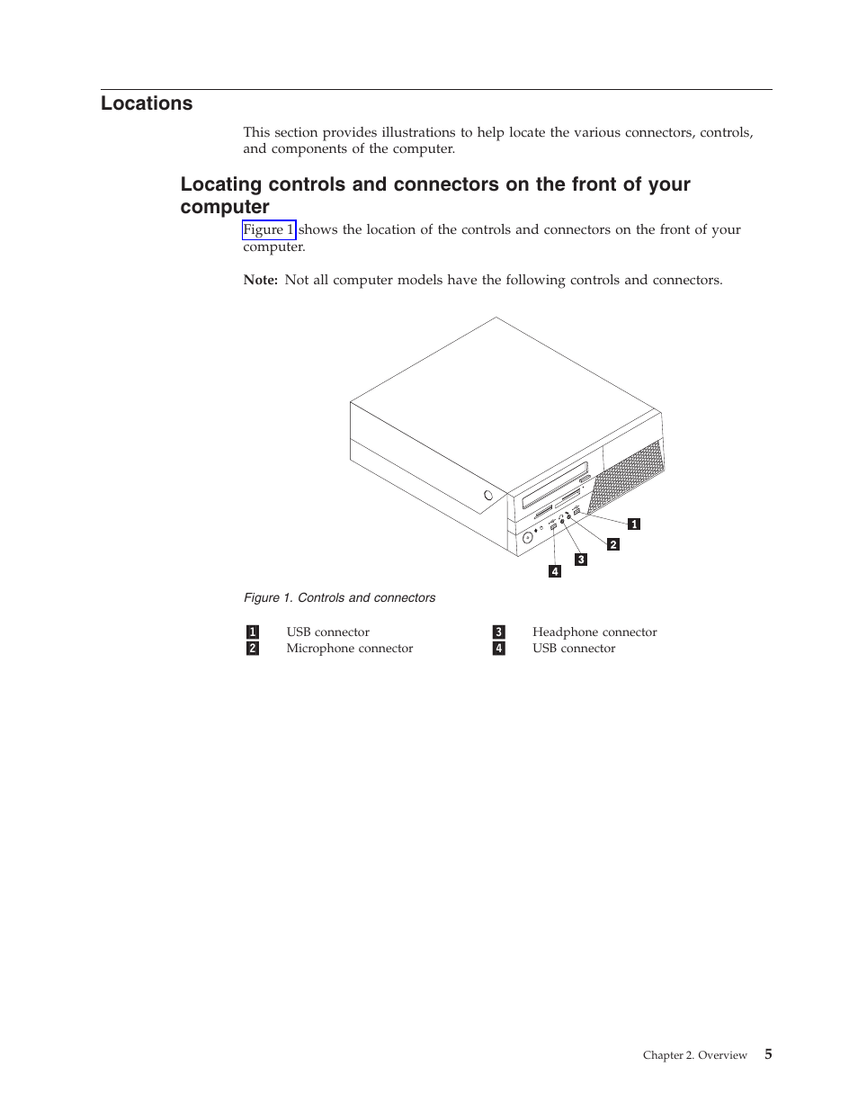 Locations, Locating, Controls | Connectors, Front, Your, Computer | Lenovo 7360 User Manual | Page 13 / 52