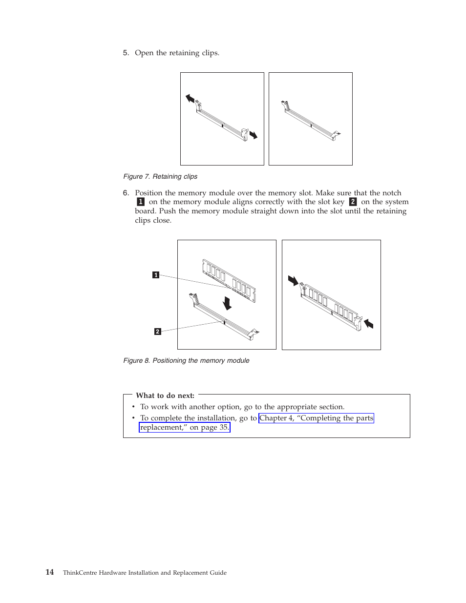 Retaining, Clips, Positioning | Memory, Module | Lenovo 7360 User Manual | Page 22 / 52