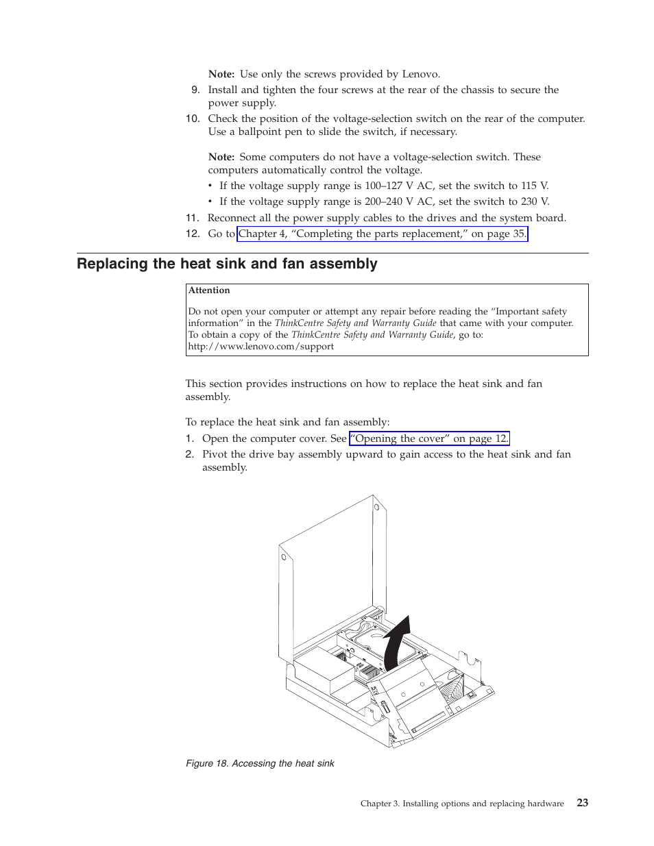 Replacing the heat sink and fan assembly, Replacing, Heat | Sink, Assembly, Accessing | Lenovo 7360 User Manual | Page 31 / 52