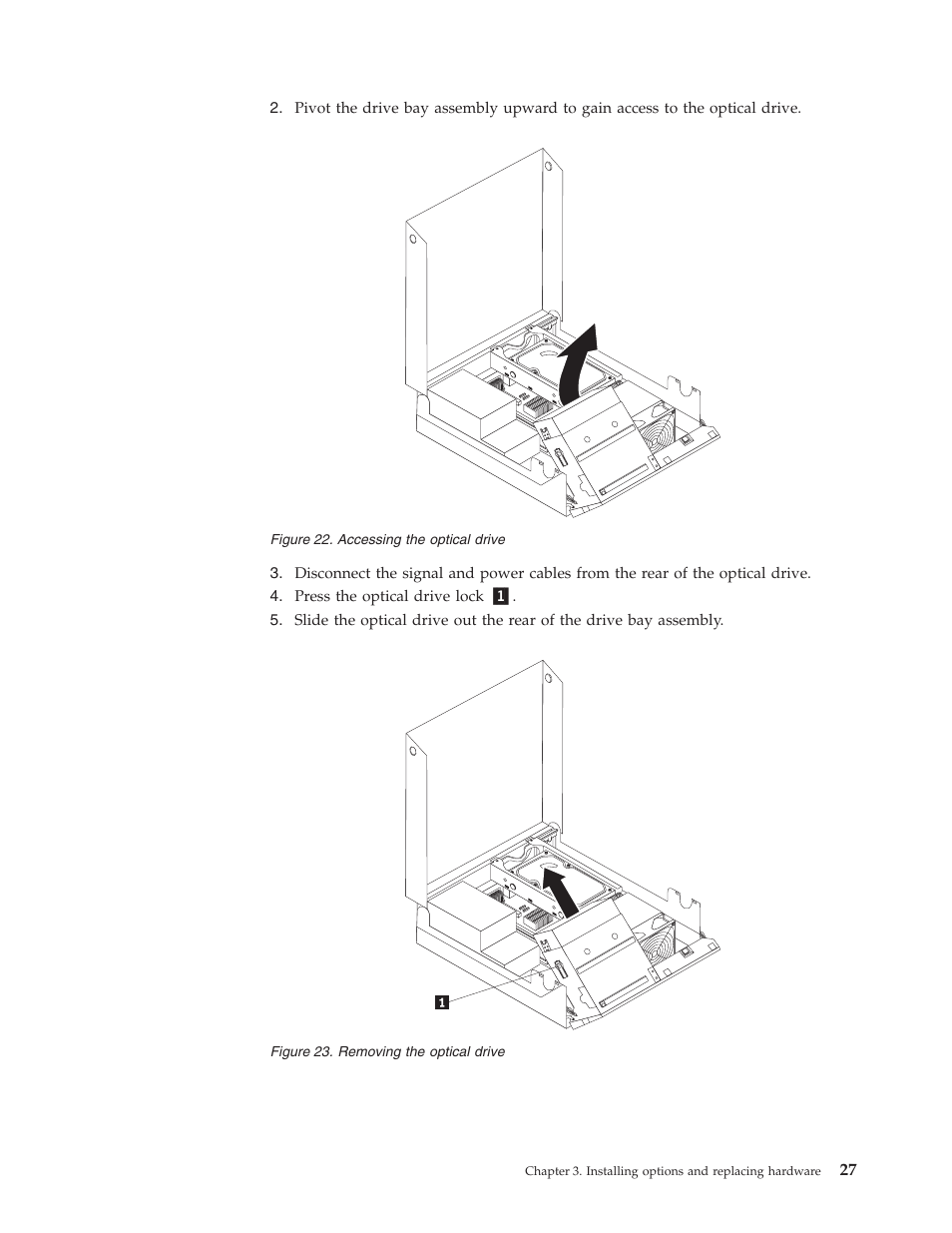 Accessing, Optical, Drive | Removing | Lenovo 7360 User Manual | Page 35 / 52