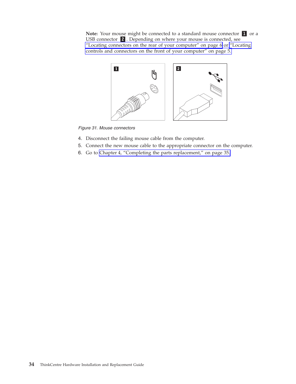 Mouse, Connectors | Lenovo 7360 User Manual | Page 42 / 52
