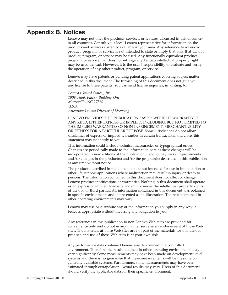 Appendix b. notices, Appendix, Notices | Lenovo L2062 User Manual | Page 26 / 27
