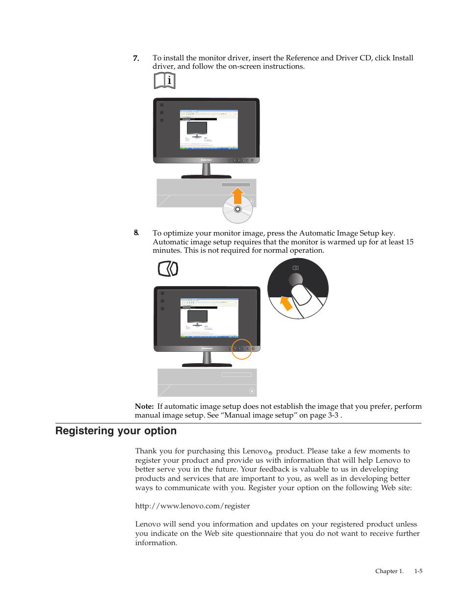 Registering your option, Registering, Your | Option | Lenovo L2062 User Manual | Page 9 / 27