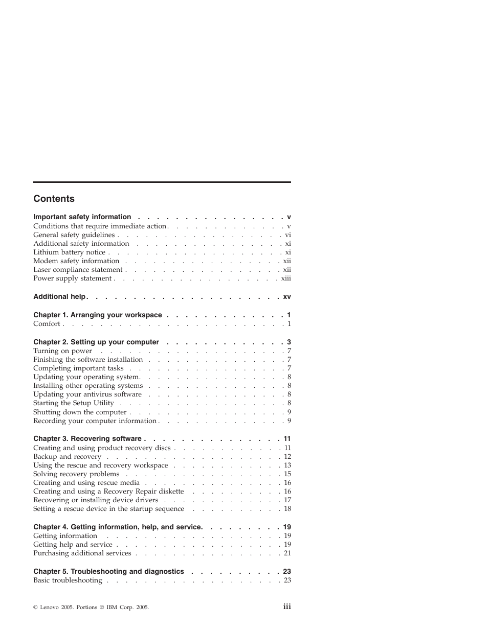 Lenovo 3000 J User Manual | Page 5 / 90