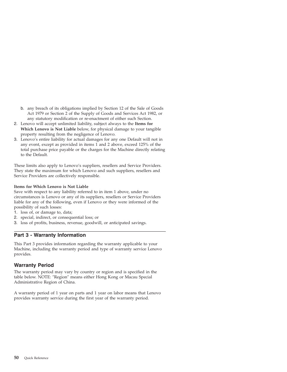 Part 3 - warranty information, Warranty period, Part | Warranty, Information, Period | Lenovo 3000 J User Manual | Page 68 / 90