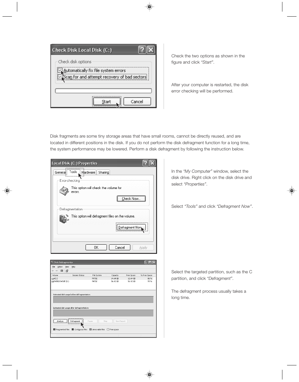 4 disk defragment | Lenovo 3000 H Series User Manual | Page 28 / 41