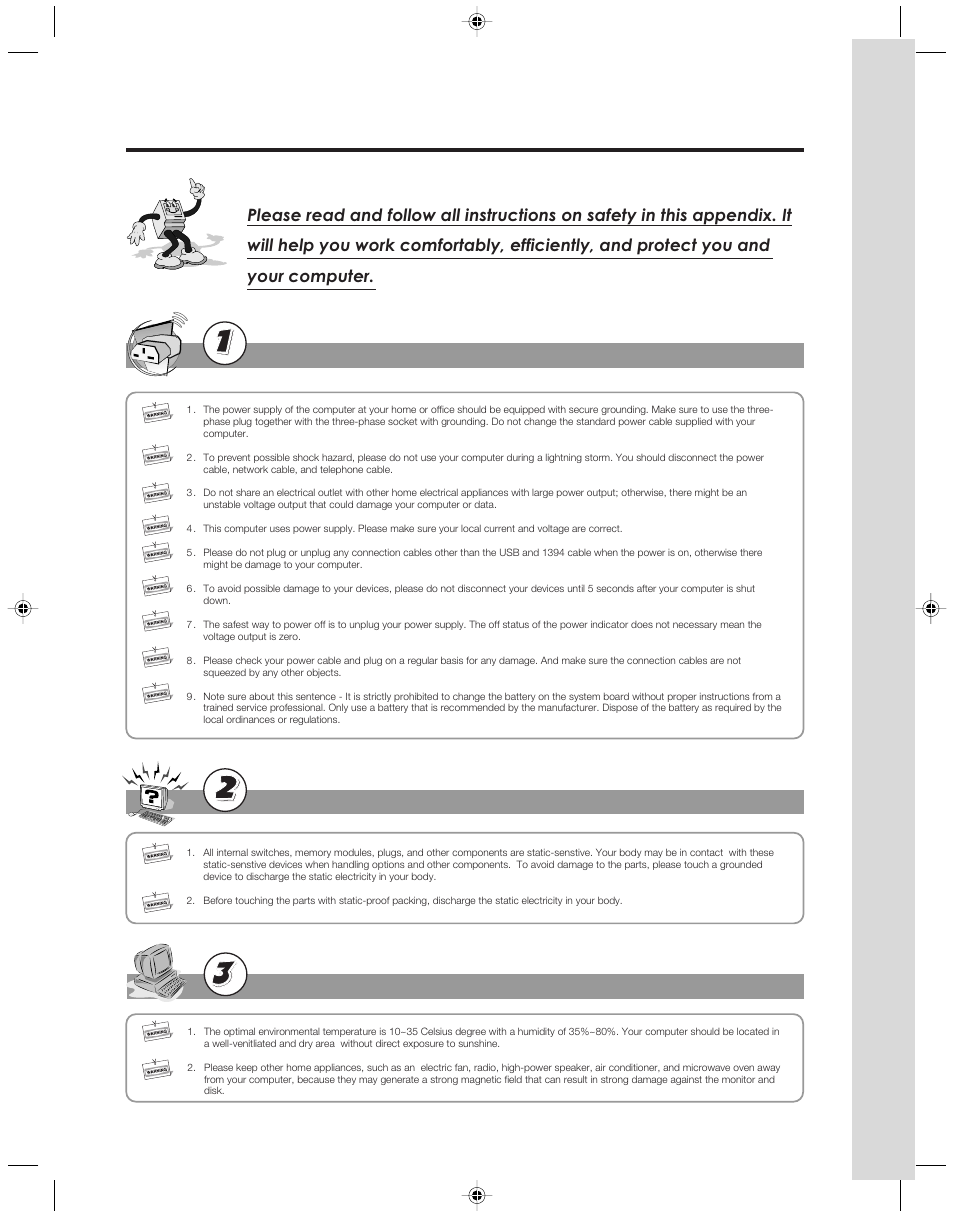 Helpful tips static electricity prevention, Operating environment, Appendix | Lenovo 3000 H Series User Manual | Page 38 / 41