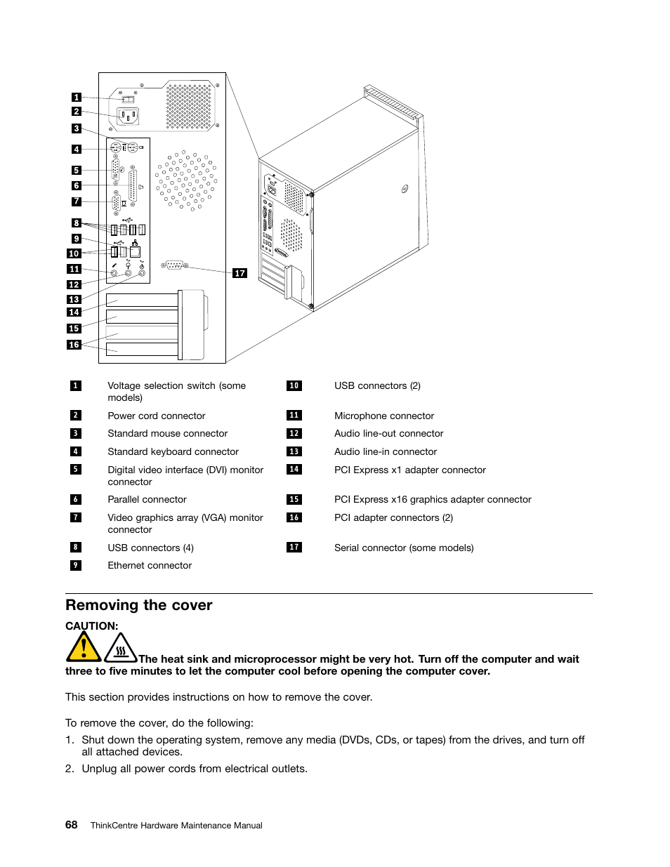 Removing the cover | Lenovo 9354 User Manual | Page 74 / 480