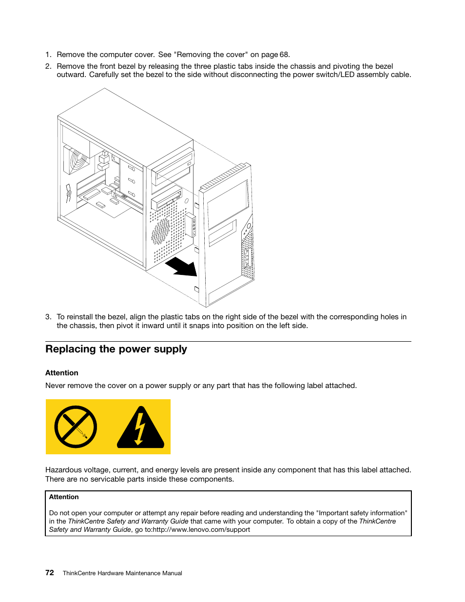 Replacing the power supply | Lenovo 9354 User Manual | Page 78 / 480