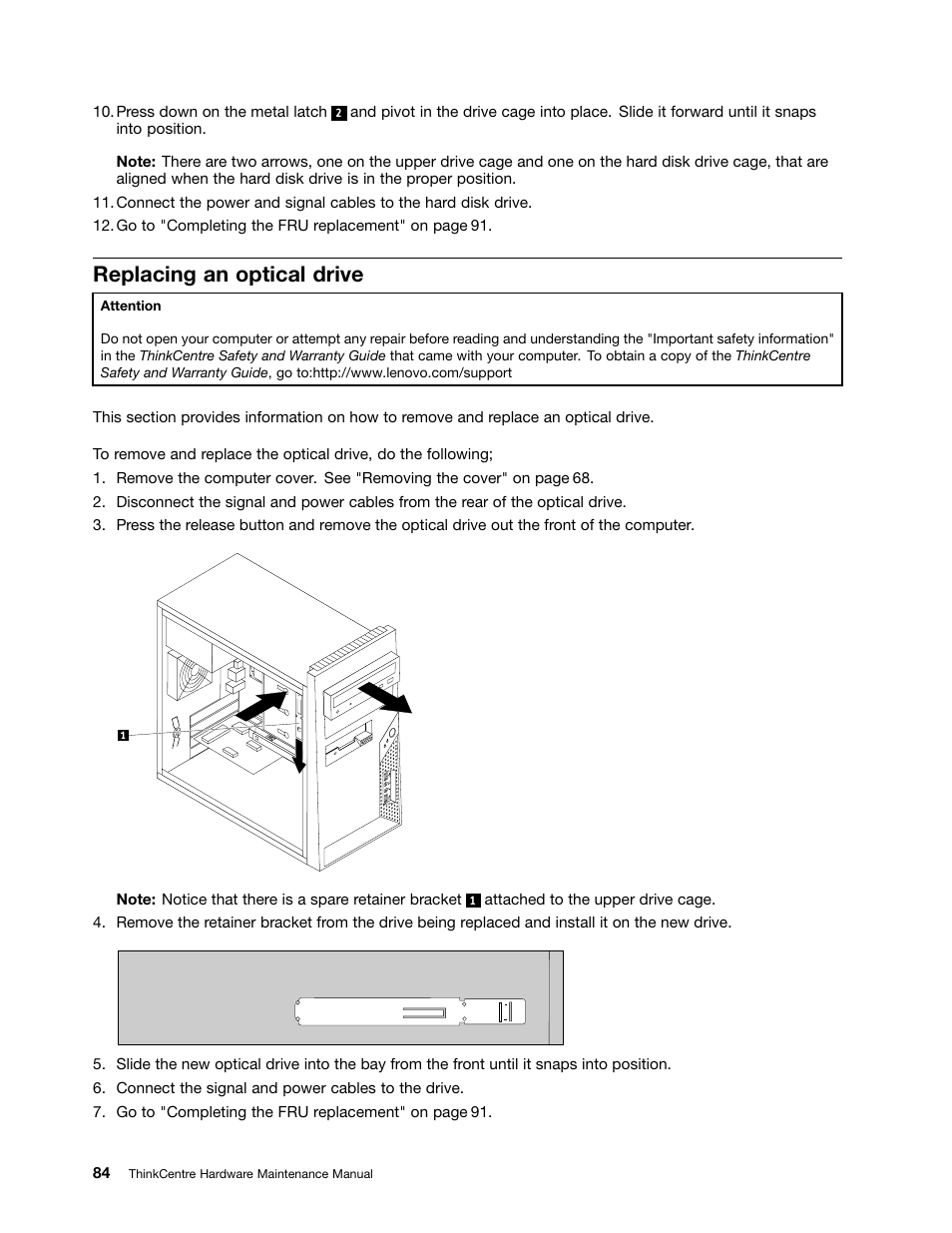 Replacing an optical drive | Lenovo 9354 User Manual | Page 90 / 480