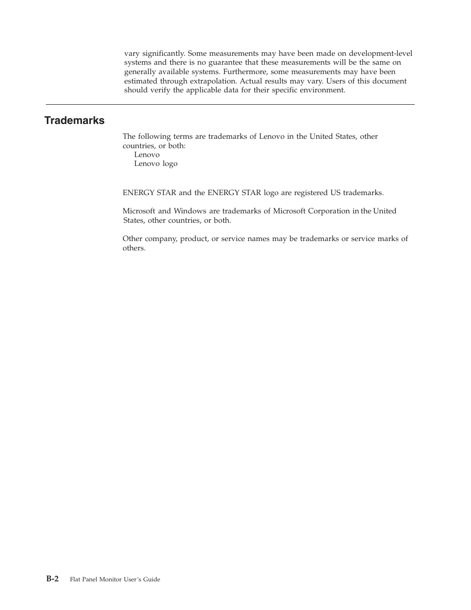 Trademarks | Lenovo L193 User Manual | Page 29 / 29
