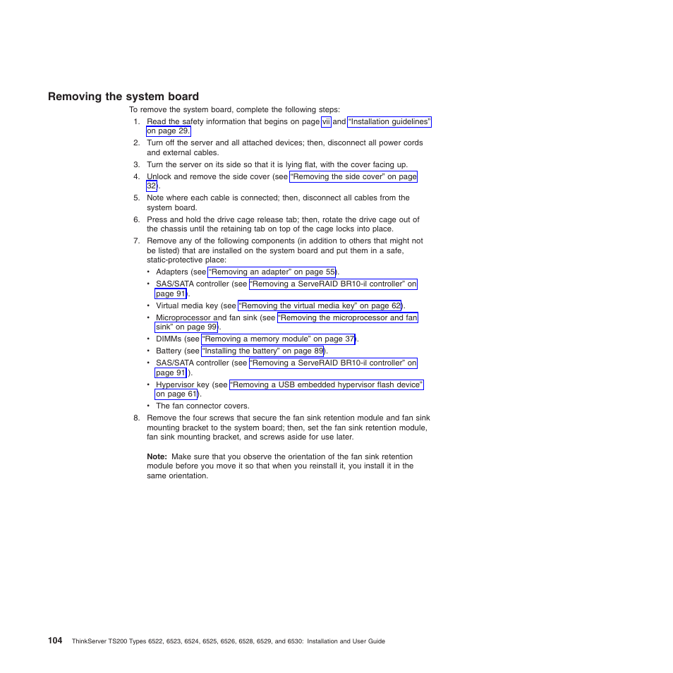 Removing the system board | Lenovo 6528 User Manual | Page 120 / 216