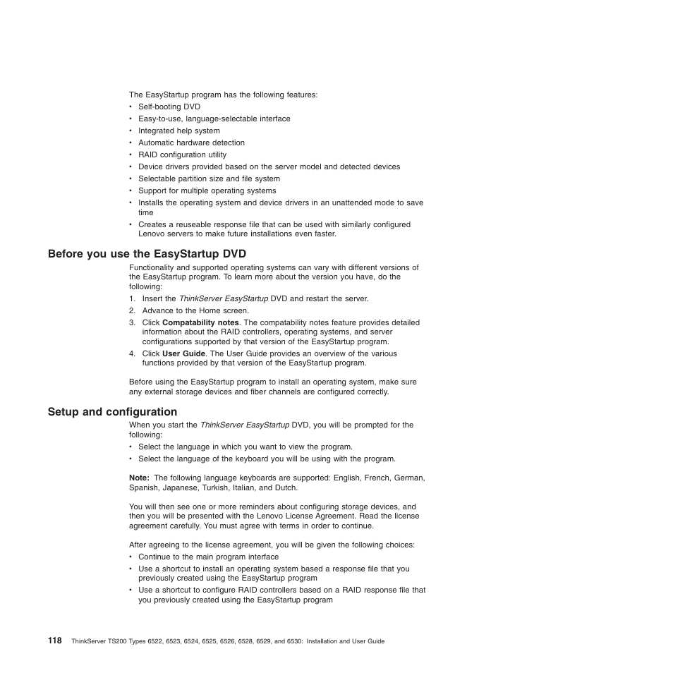 Before you use the easystartup dvd, Setup and configuration | Lenovo 6528 User Manual | Page 134 / 216