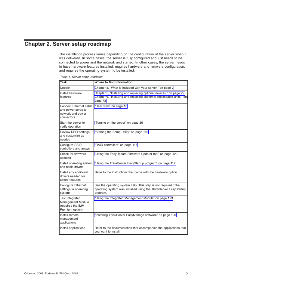 Chapter 2. server setup roadmap | Lenovo 6528 User Manual | Page 21 / 216