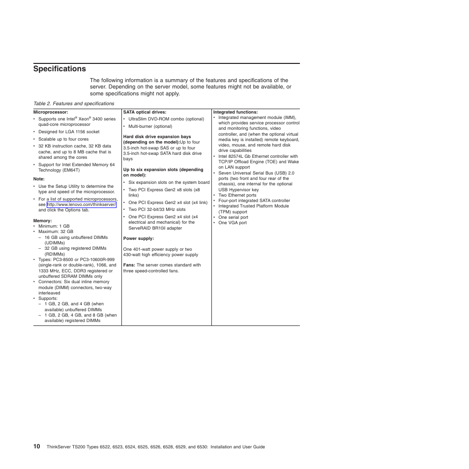 Specifications | Lenovo 6528 User Manual | Page 26 / 216