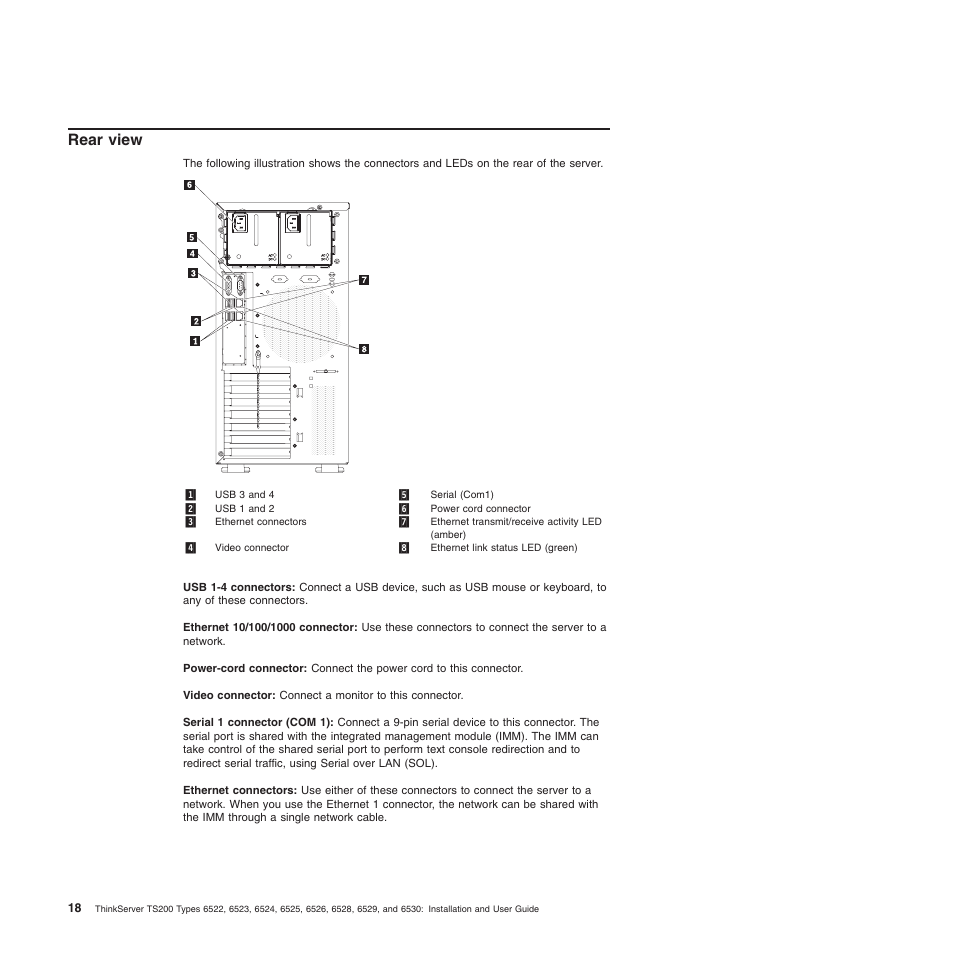 Rear view | Lenovo 6528 User Manual | Page 34 / 216