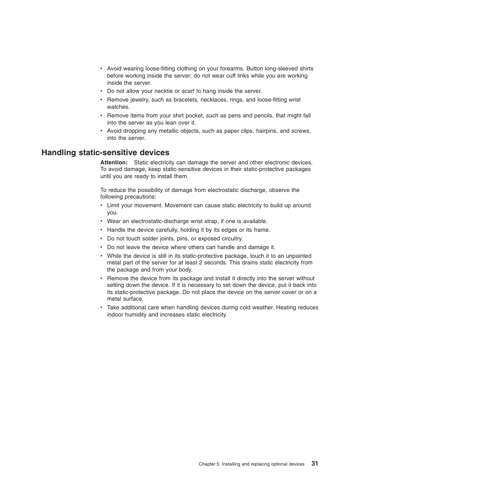 Handling static-sensitive devices | Lenovo 6528 User Manual | Page 47 / 216