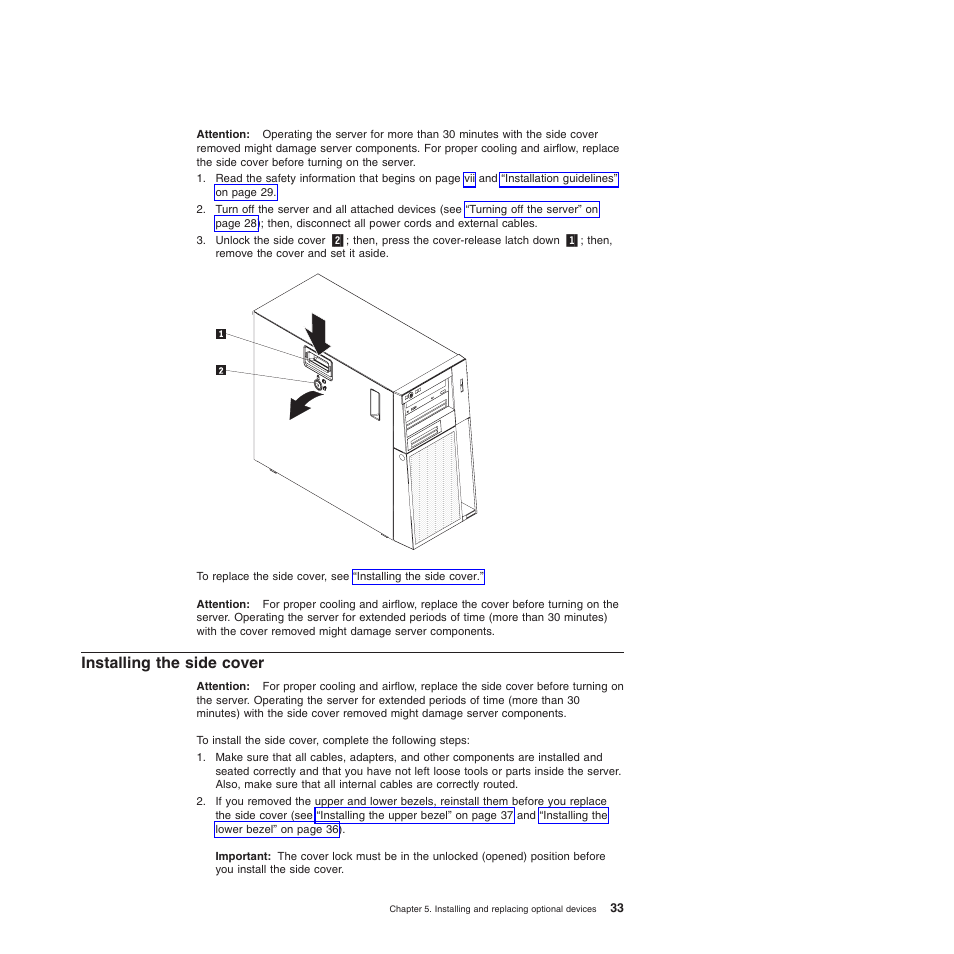 Installing the side cover | Lenovo 6528 User Manual | Page 49 / 216