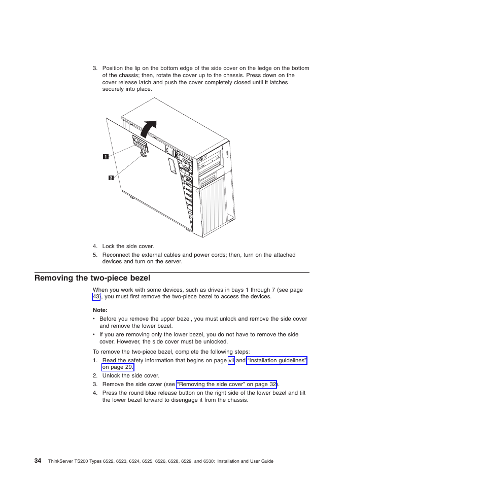 Removing the two-piece bezel | Lenovo 6528 User Manual | Page 50 / 216