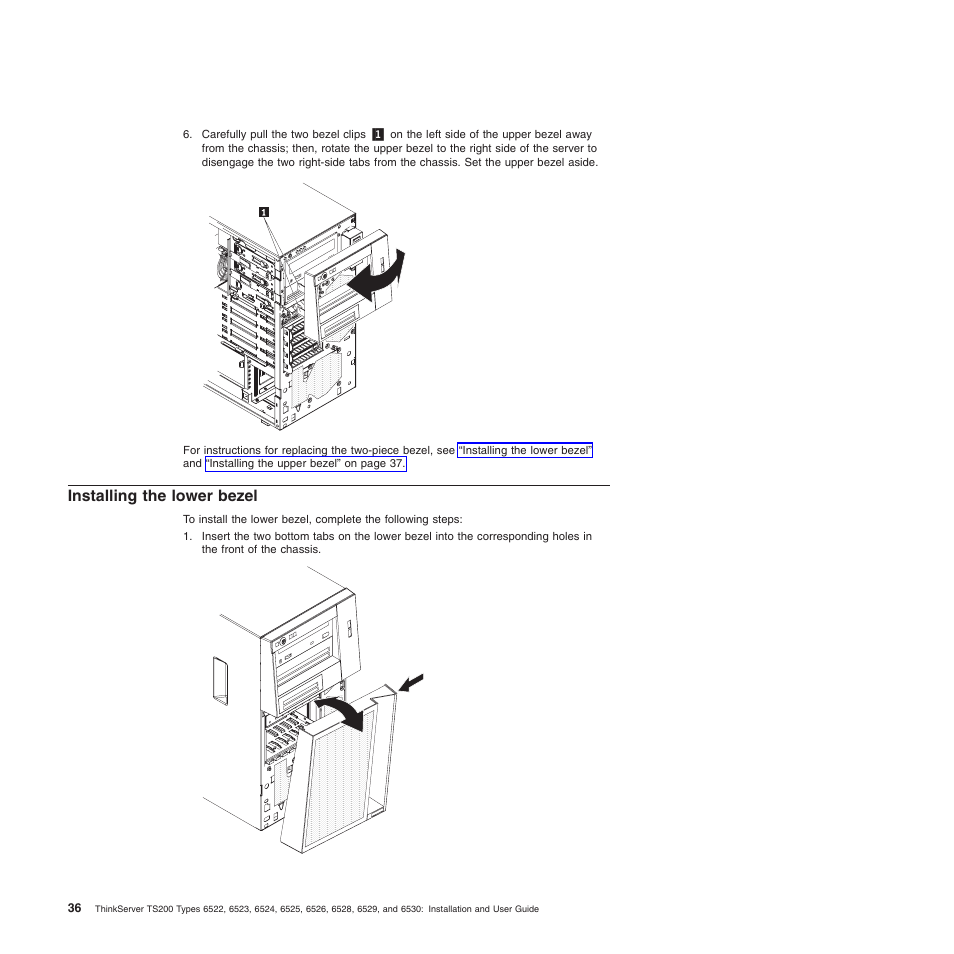 Installing the lower bezel | Lenovo 6528 User Manual | Page 52 / 216