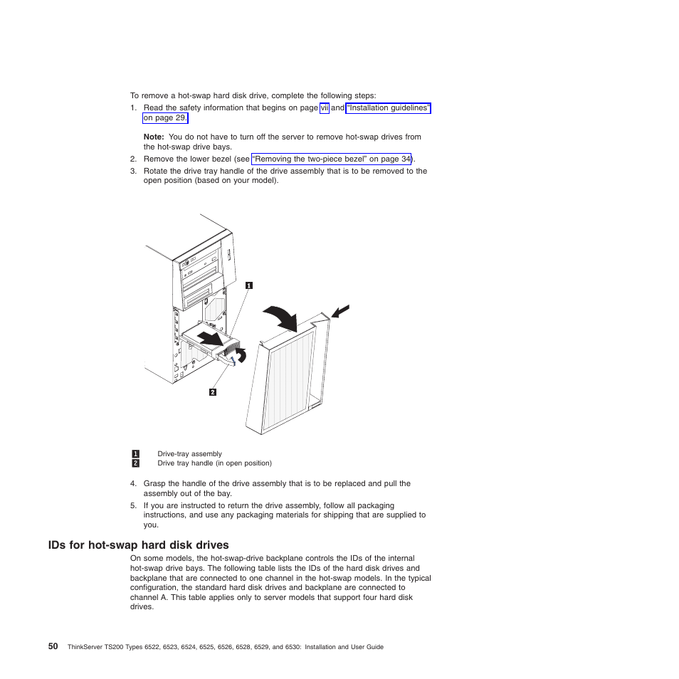Ids for hot-swap hard disk drives | Lenovo 6528 User Manual | Page 66 / 216