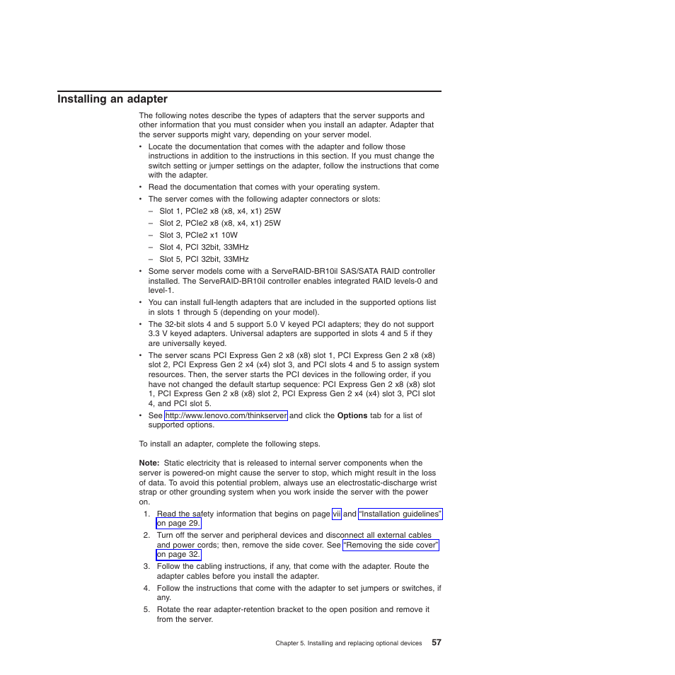 Installing an adapter | Lenovo 6528 User Manual | Page 73 / 216