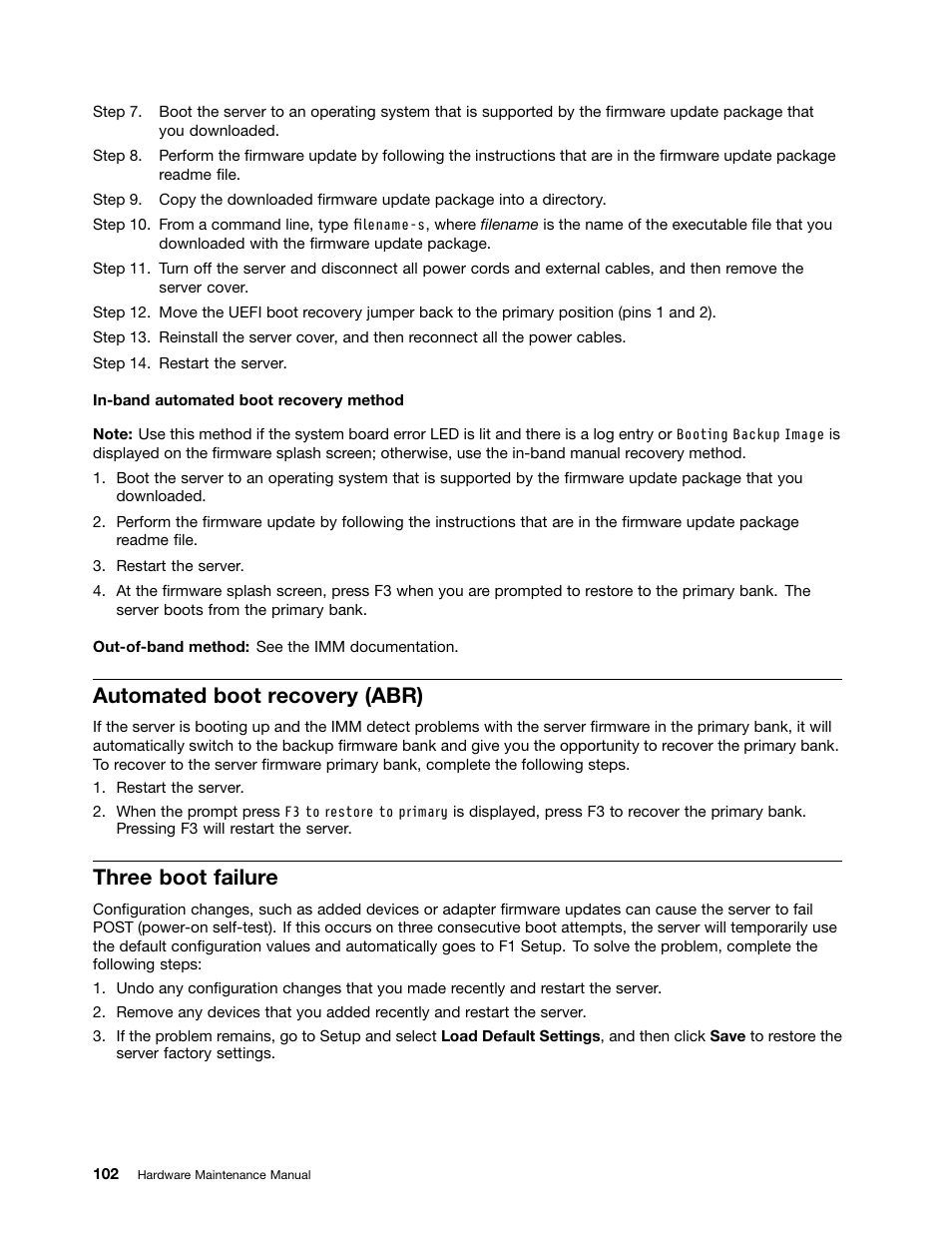 Automated boot recovery (abr), Three boot failure | Lenovo 6532 User Manual | Page 110 / 240