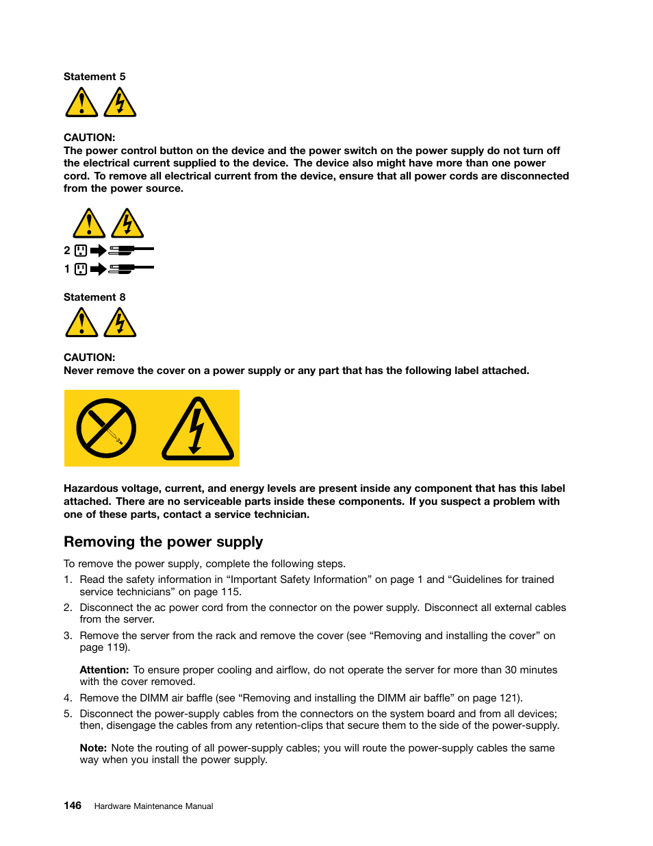 Removing the power supply | Lenovo 6532 User Manual | Page 154 / 240