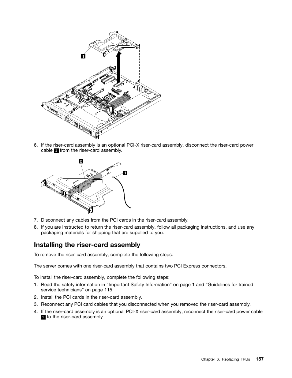 Installing the riser-card assembly, Installing the riser-card | Lenovo 6532 User Manual | Page 165 / 240
