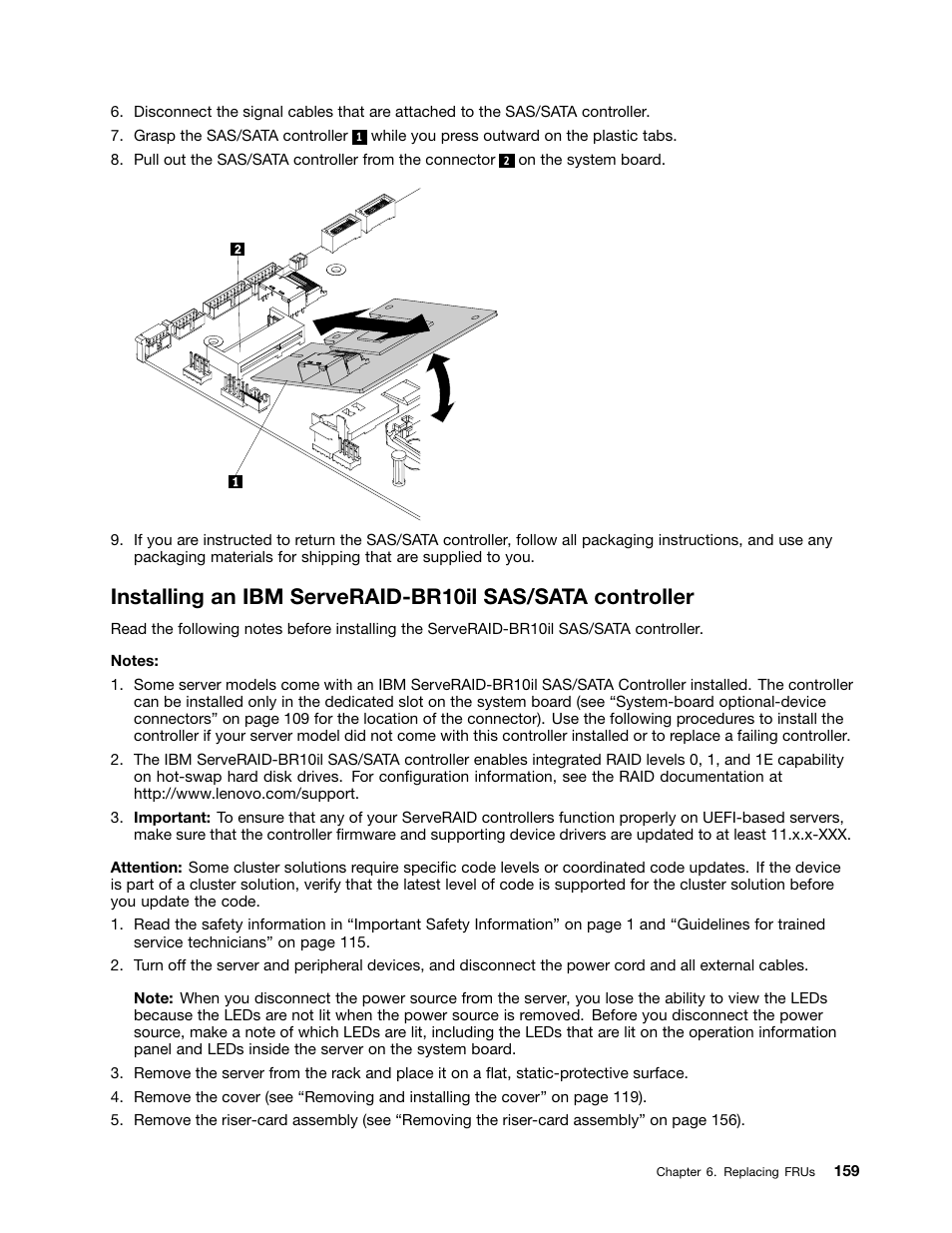 Installing an ibm serveraid-br10il | Lenovo 6532 User Manual | Page 167 / 240