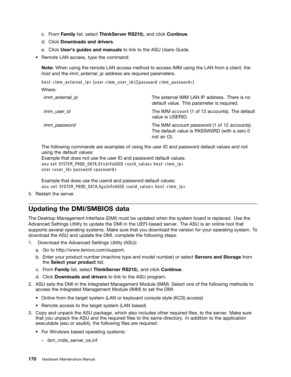Updating the dmi/smbios data | Lenovo 6532 User Manual | Page 178 / 240