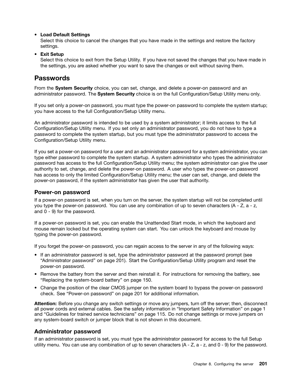 Passwords, Power-on | Lenovo 6532 User Manual | Page 209 / 240