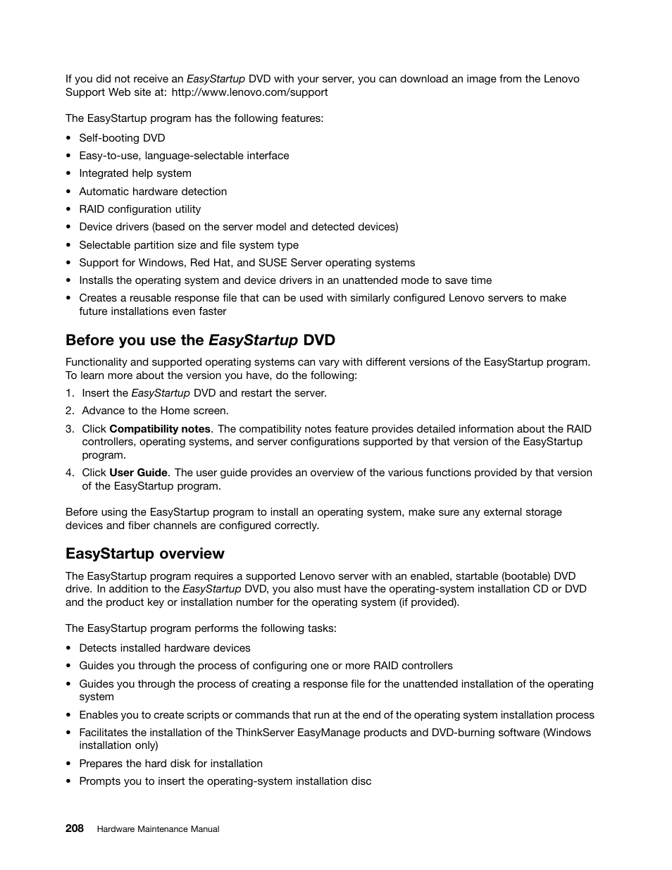 Before you use the easystartup dvd, Easystartup overview | Lenovo 6532 User Manual | Page 216 / 240