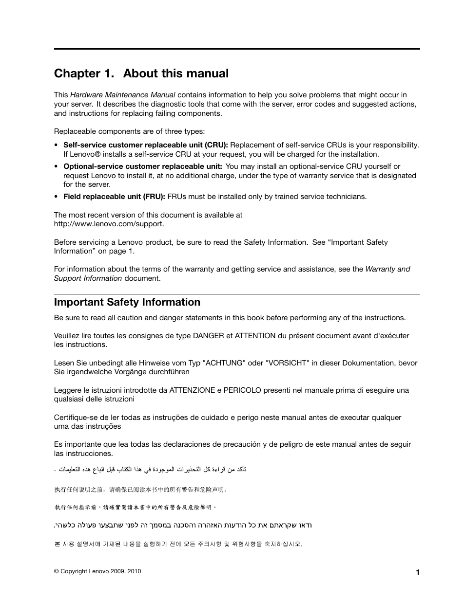 Chapter 1. about this manual, Important safety information | Lenovo 6532 User Manual | Page 9 / 240