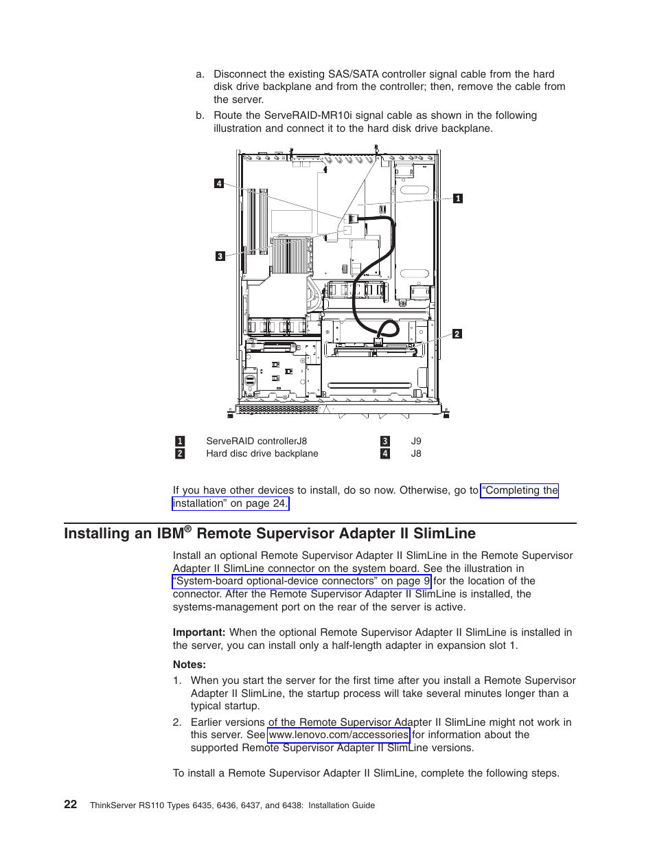 Installing, Remote, Supervisor | Adapter, Slimline | Lenovo 6435 User Manual | Page 36 / 88