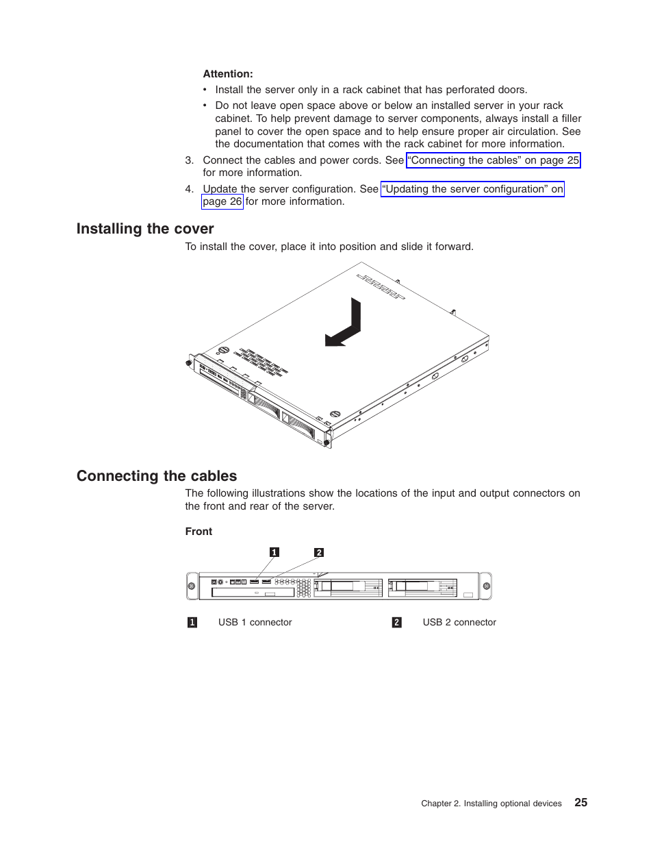 Installing the cover, Connecting the cables, Installing | Cover, Connecting, Cables | Lenovo 6435 User Manual | Page 39 / 88