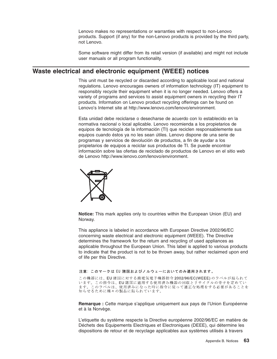 Waste, Electrical, Electronic | Equipment, Weee), Notices | Lenovo 6435 User Manual | Page 77 / 88